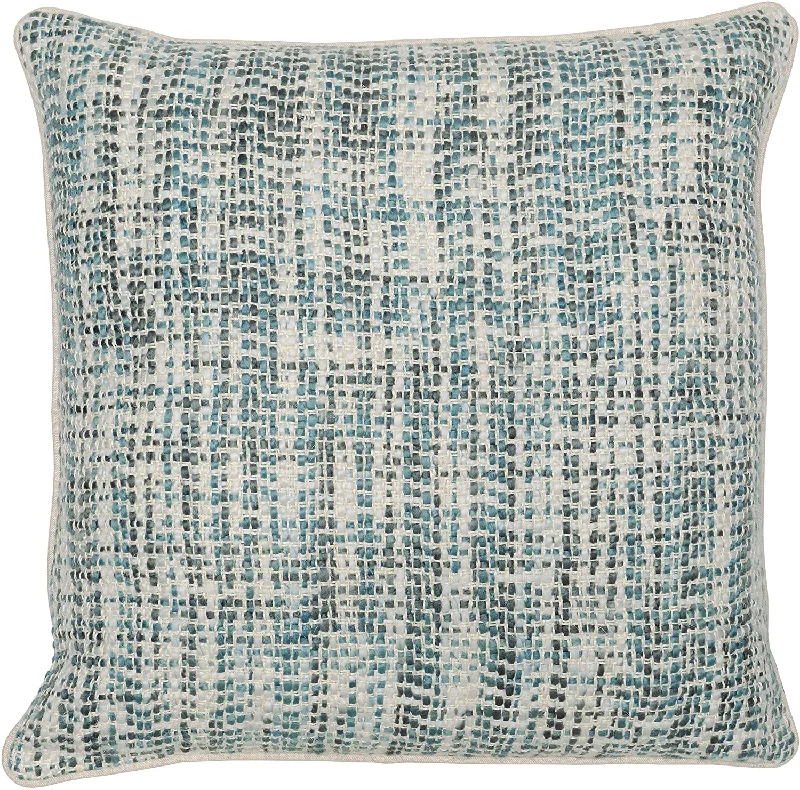 Kids Pillows with Fun DesignsBenzara BM228827 Square Fabric Throw Pillow with Hand Woven Pattern, White and Blue