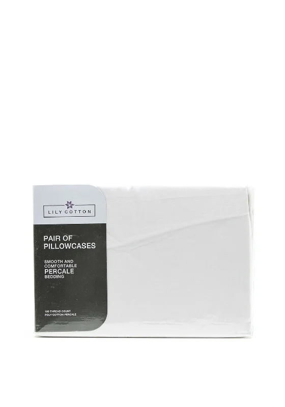 Polyester - Cotton Blend Sheets for Durability and ComfortLily Cotton Pair of Pillowcases, White