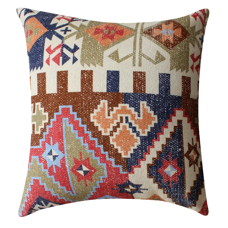 Silk Pillows for Smooth Skin and HairBenzara BM221677 24 x 24 Handwoven Cotton Accent Pillow with Tribal Print, Multicolor