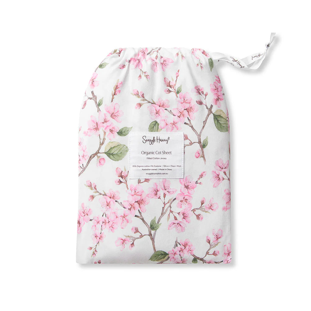 Twin - Size Sheet Sets with a Pillow ProtectorSnuggle Hunny Organic Fitted Jersey Cotton Cot Sheet - Cherry Blossom