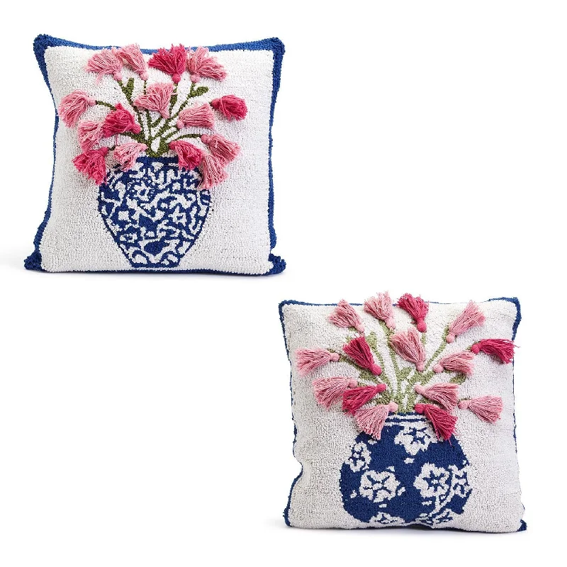 Decorative Pillows for Living Room MakeoverTwo's Company 53746 Chinoiserie Set of 2 Vase Arrangement Cotton Pillows