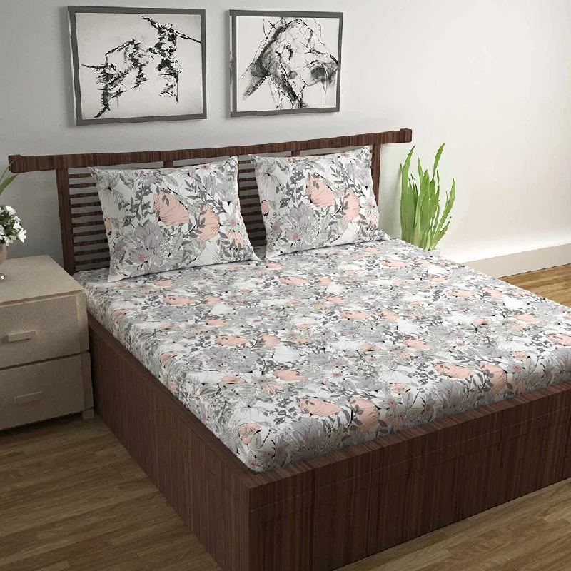 Linen - Cotton Blend Sheets for a Natural and Versatile OptionBloom Floral Print Bedsheet For Double Bed