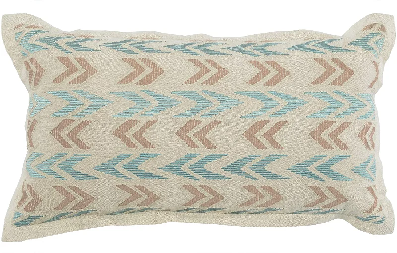 Silk Pillows for Smooth Skin and HairBenzara BM228598 Fabric Throw Pillow with Woven Chevron Pattern and Flange, Brown and Blue