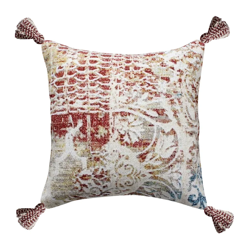 Plush Pillows for a Cozy BedBenzara BM221697 18 x 18 Cotton Accent Pillow with Floral Print, Red and White