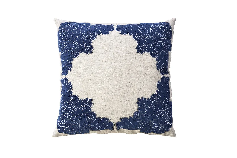 Plush Pillows for a Cozy BedBenzara Contemporary Style Floral, Baroque Borders Set of 2 Throw Pillows, Indigo Blue