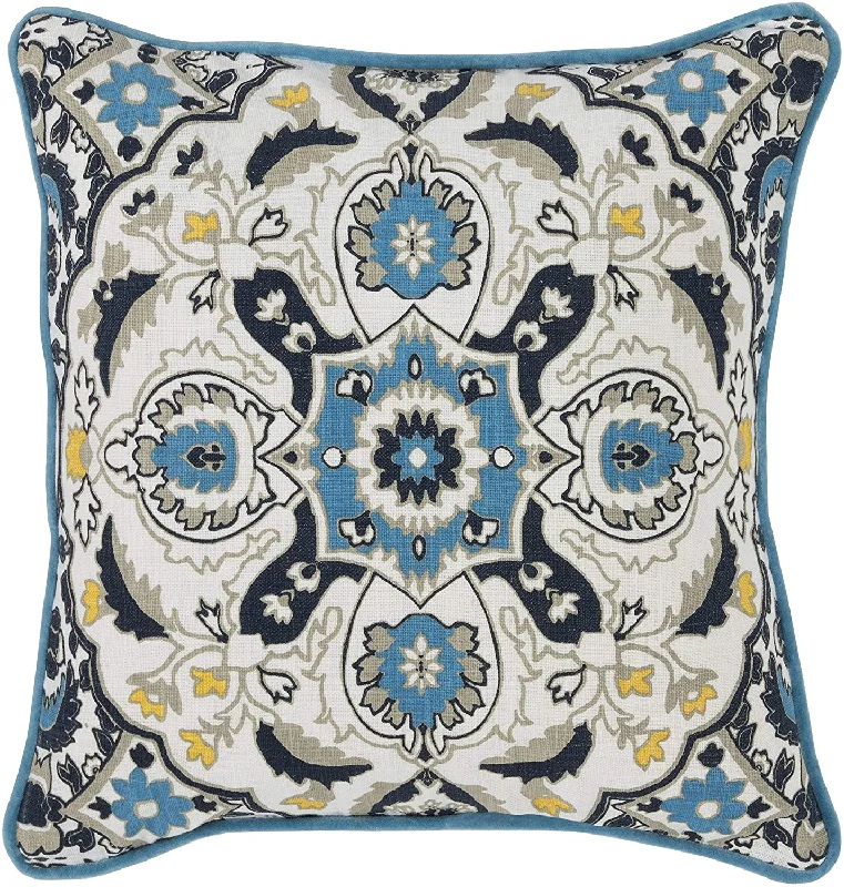 Feather Pillows for a Luxurious SleepBenzara BM228859 Fabric Throw Pillow with Printed Medallion Design, Blue