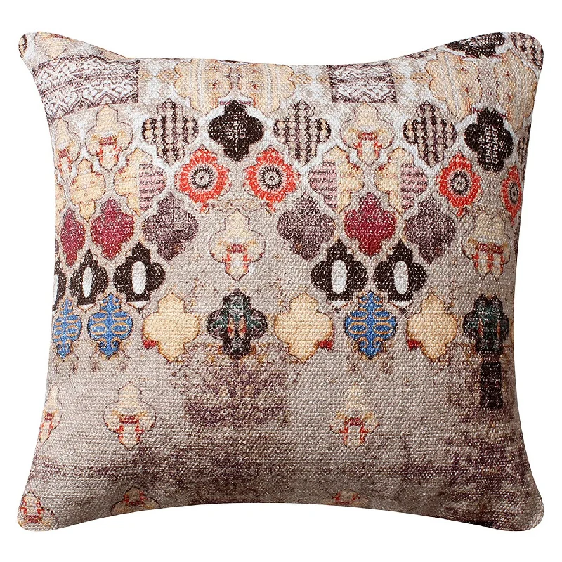 Velvet Pillows for a Touch of EleganceBenzara BM219692 18 x 18 Cotton Accent Pillow Cover with Quatrefoil Print, Multicolor