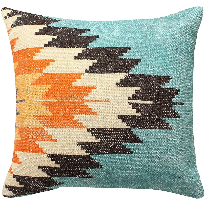 Velvet Pillows for a Touch of EleganceBenzara BM221642 18 x 18 Handwoven Cotton Accent Pillow with Fiery Print, Multicolor