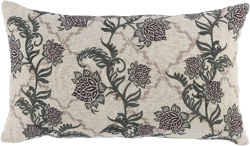 Silk Pillows for Smooth Skin and HairBenzara Square Fabric Throw Pillow with Floral Pattern, Gray