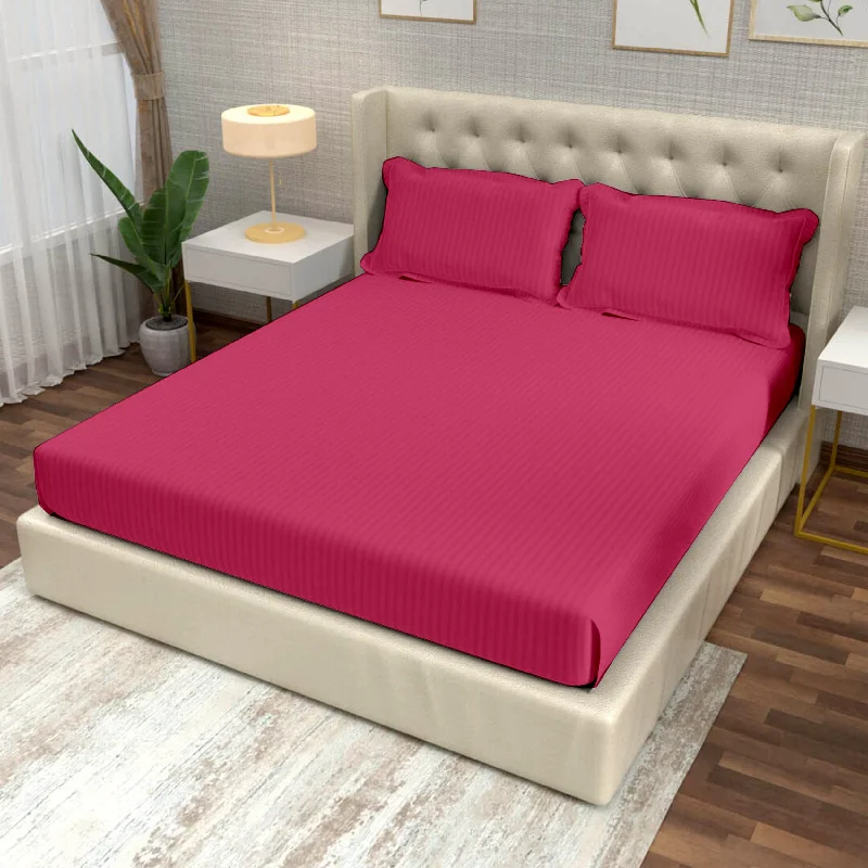 Linen - Cotton Blend Sheets for a Natural and Versatile OptionHot Pink Italian Stripes Flat King Size Bedsheet