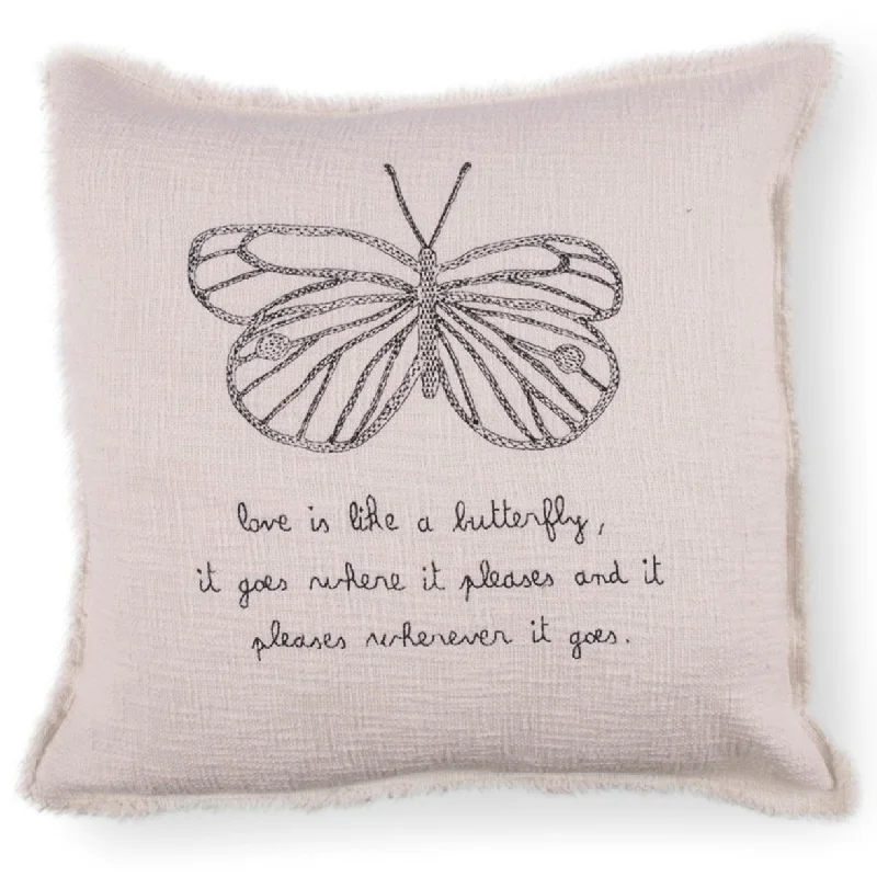 Round Pillows for Boho-Style InteriorsSugarboo Designs Love Is Like A Butterfly Embroidered Pillow