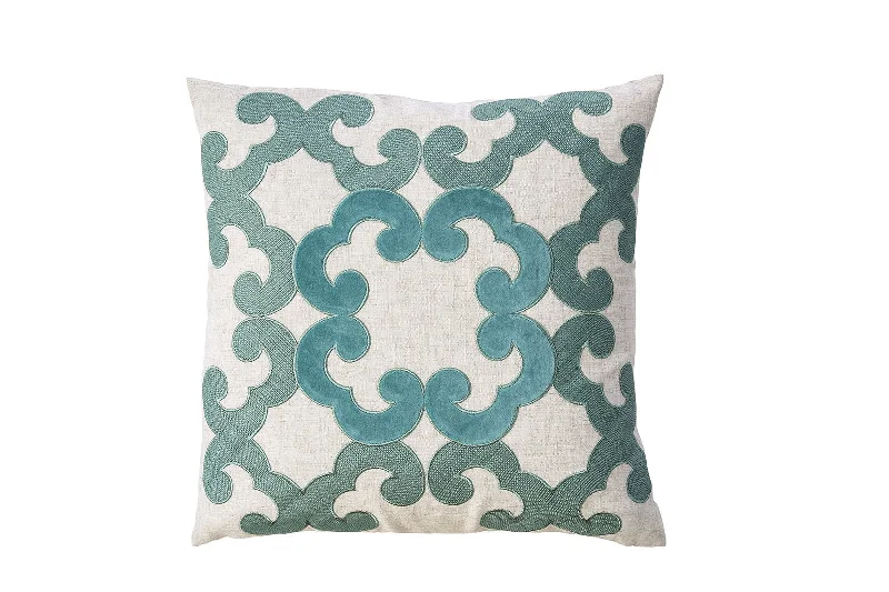 Soft and Fluffy Pillows for Bedroom ComfortBenzara Contemporary Style Floral Designed Set of 2 Pillow Throws, Ivory and Teal Blue