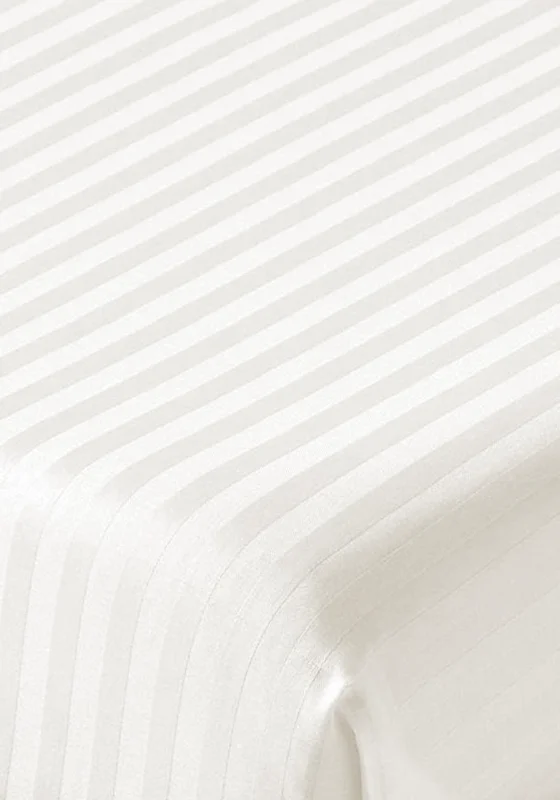 Flat Sheets with a High - Quality Finish for a Luxurious LookBianca Home 300 Thread Count Cotton Sateen Stripe Fitted Sheet, Natural