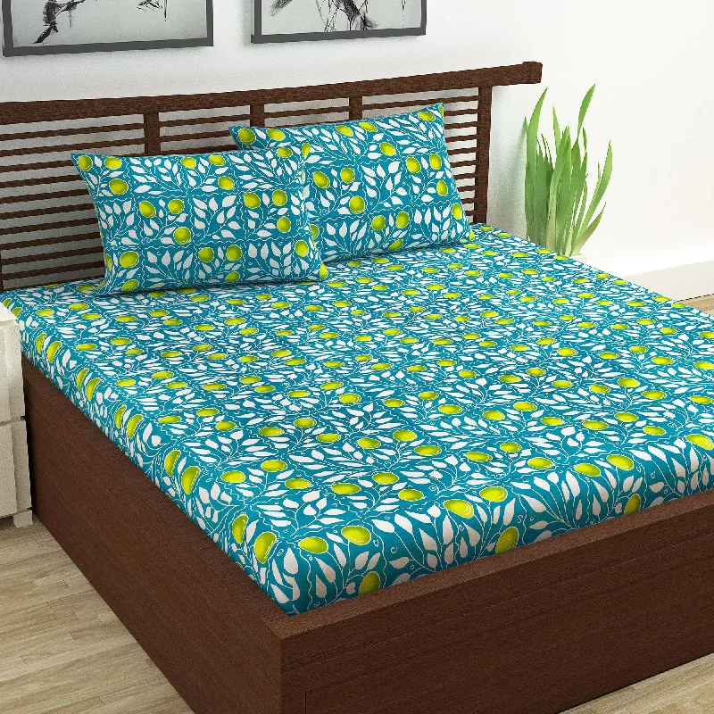 Organic Flannel Sheets for a Natural and Warm SleepClementine Green Floral Print Double Bedsheet