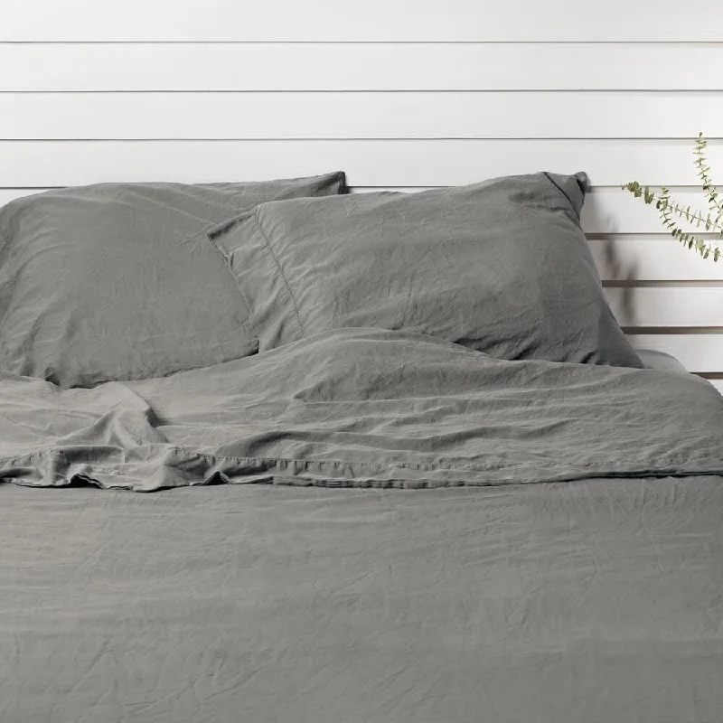 Thermal - Regulating Bamboo Sheets for All - Season ComfortTwin Storm Gray Sateen Sheet Set by Jennifer Adams