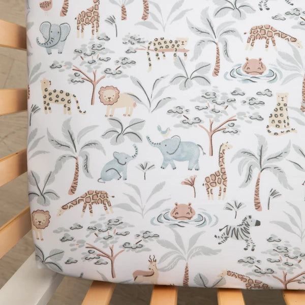 Quilted Cotton Sheets for a Warm and Inviting BedOrganic Jersey Fitted Cot Sheet - Wild Safari