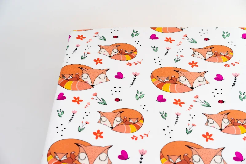 Jersey - Knit Sheets for a Comfortable and Casual BedSnuggling Foxes Crib Sheet