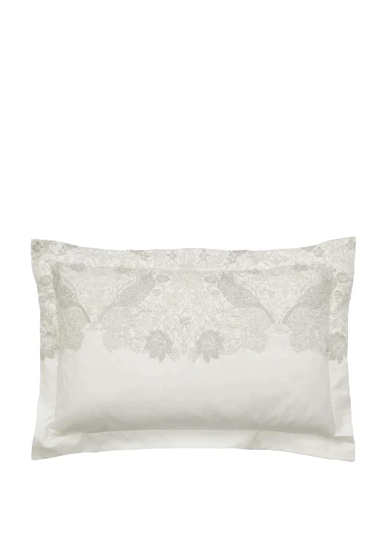 King - Size Sheet Sets with a Decorative Pillow SetMorris & Co Pure Strawberry Embroidered Oxford Pillowcase, Silver