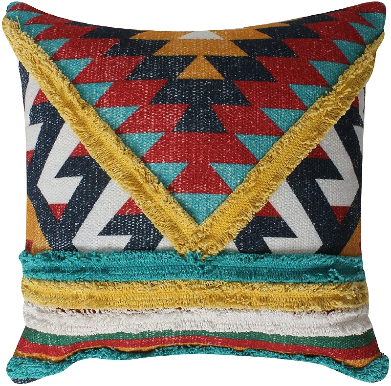 Back Support Pillows for Office ChairsBenzara BM221643 18 x 18 Handwoven Cotton Accent Pillow with Patchwork, Multicolor