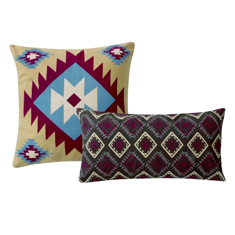 Square Pillows for Modern Home DecorBenzara BM218791 Decorative Pillow with Geometric Native Print, Pair of 2, Multicolor