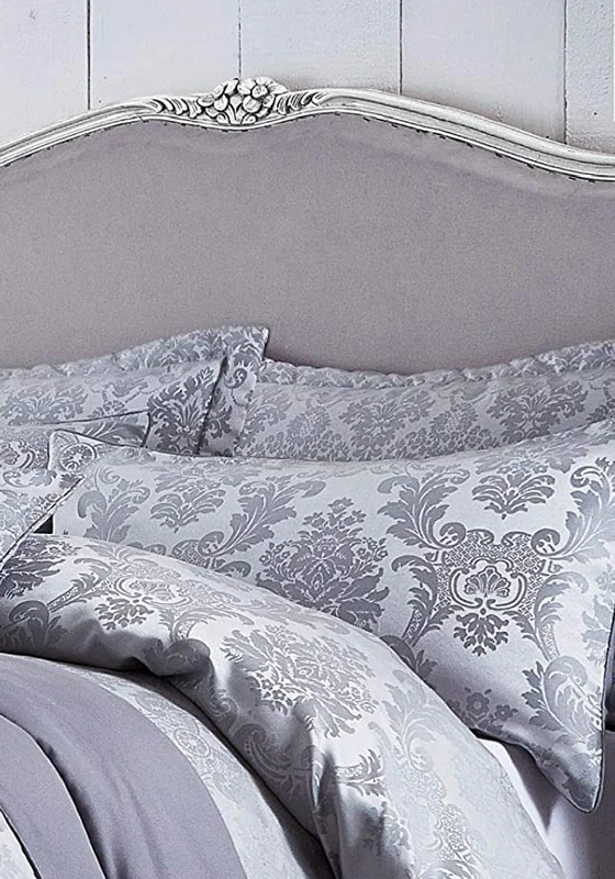 Linen - Cotton Blend Sheets for a Natural and Versatile OptionCatherine Lansfield Damask 2 Pillowshams, Silver