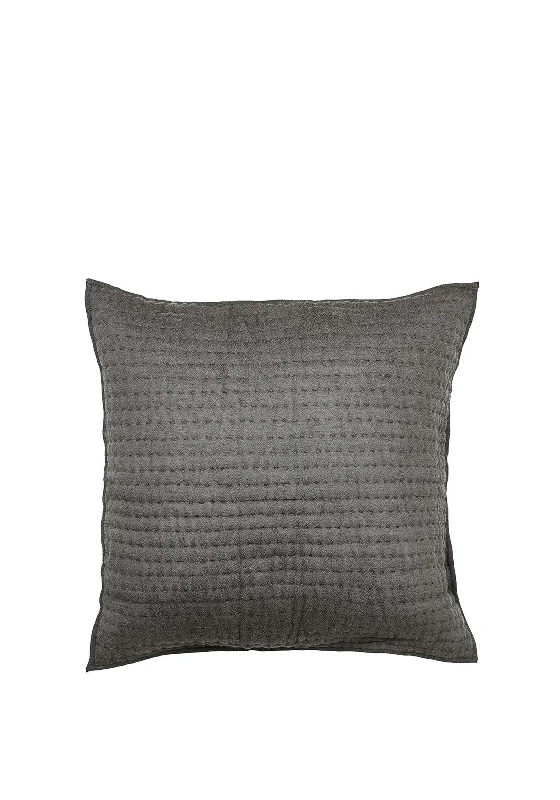 Polyester - Cotton Blend Sheets for Durability and ComfortBedeck Kayah Square Pillowcase, Charcoal