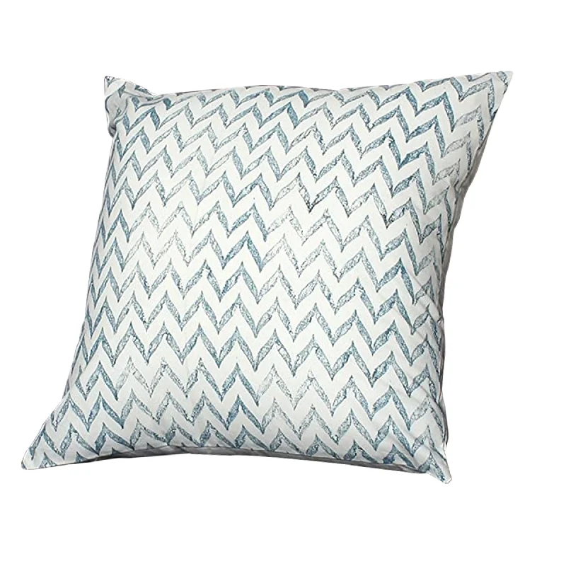 Hypoallergenic Pillows for Allergy SufferersBenzara BM221684 2 Piece Accent Pillow with Palmette and Chevron Print, White and Blue