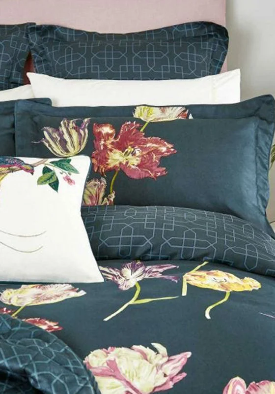 Quilted Cotton Sheets for a Warm and Inviting BedSanderson Tulipomania Single Pillowcase, Ink