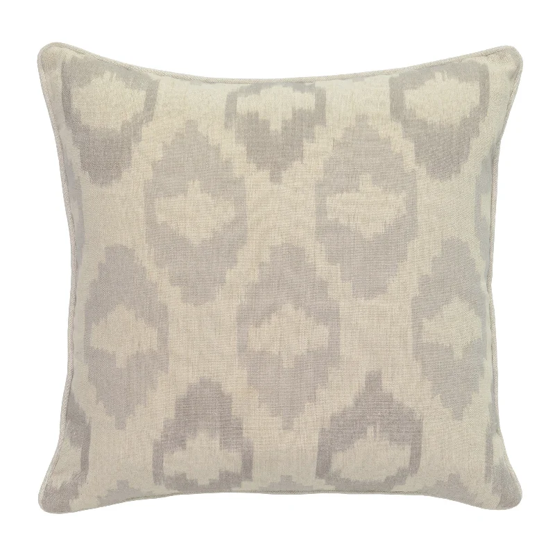 Feather Pillows for a Luxurious SleepBenzara Square Fabric Throw Pillow with Metallic Embroidered Details,Gray and Beige