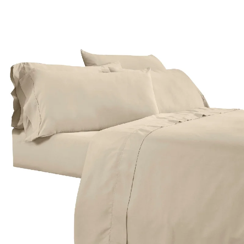 Jersey - Knit Sheets for a Comfortable and Casual BedMinka 6 Piece Queen Bed Sheet Set, Soft Antimicrobial Microfiber, Beige