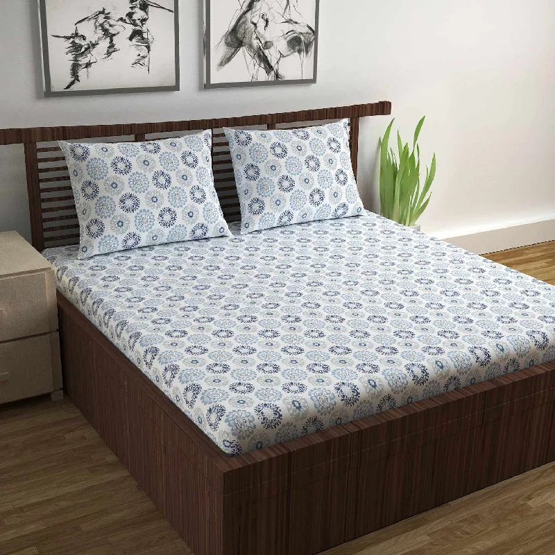 Polyester - Cotton Blend Sheets for Durability and ComfortDahlia Print Bedsheet For Double Bed