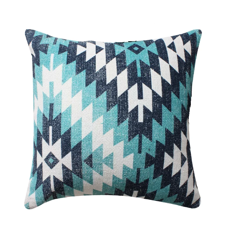 Firm Pillows for Side SleepersBenzara BM221646 18 x 18 Handwoven Cotton Accent Pillow with Geometric Print, Multicolor