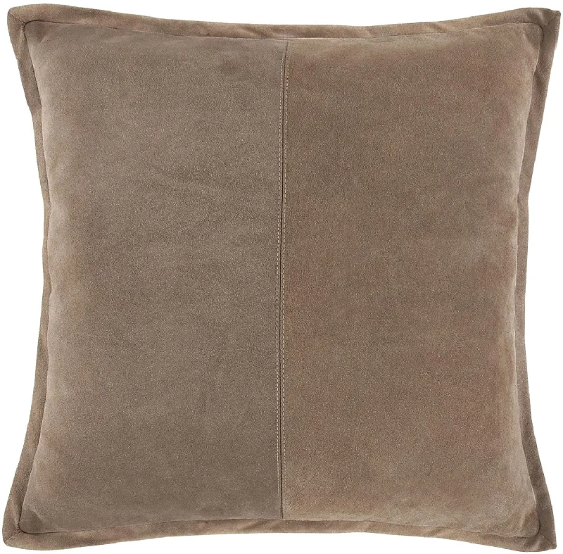 Cotton Pillows for Natural ComfortBenzara Square Leatherette Throw Pillow with Flanged Edges, Tan Brown