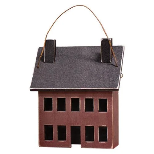 Mini Burgundy Saltbox House Ornament