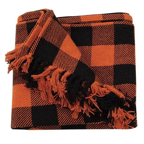 Orange & Black Buffalo Check Throw