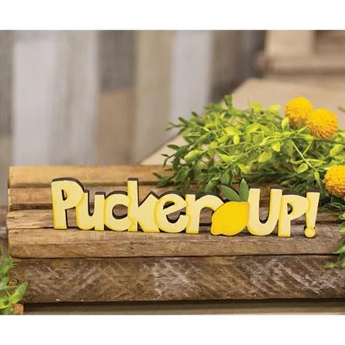 Pucker Up! Wooden Word Cutout Sitter