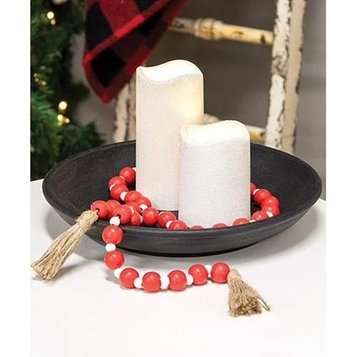 Red & White Bead Garland w/Tassel