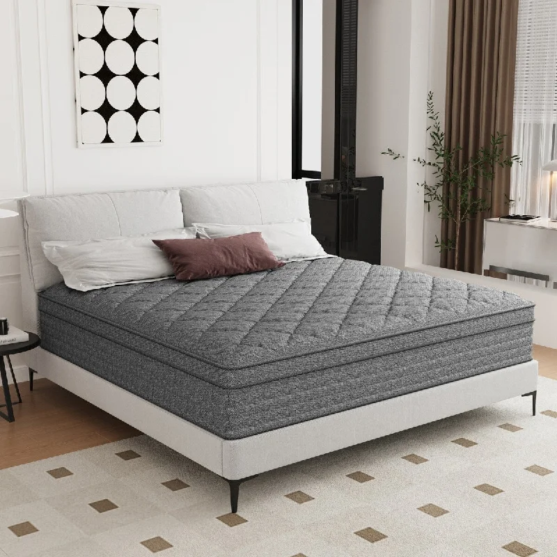 Polyester - foam mattresses for budget - friendly options14 Inch Grey Memory Foam Hybrid Mattresses in a Box