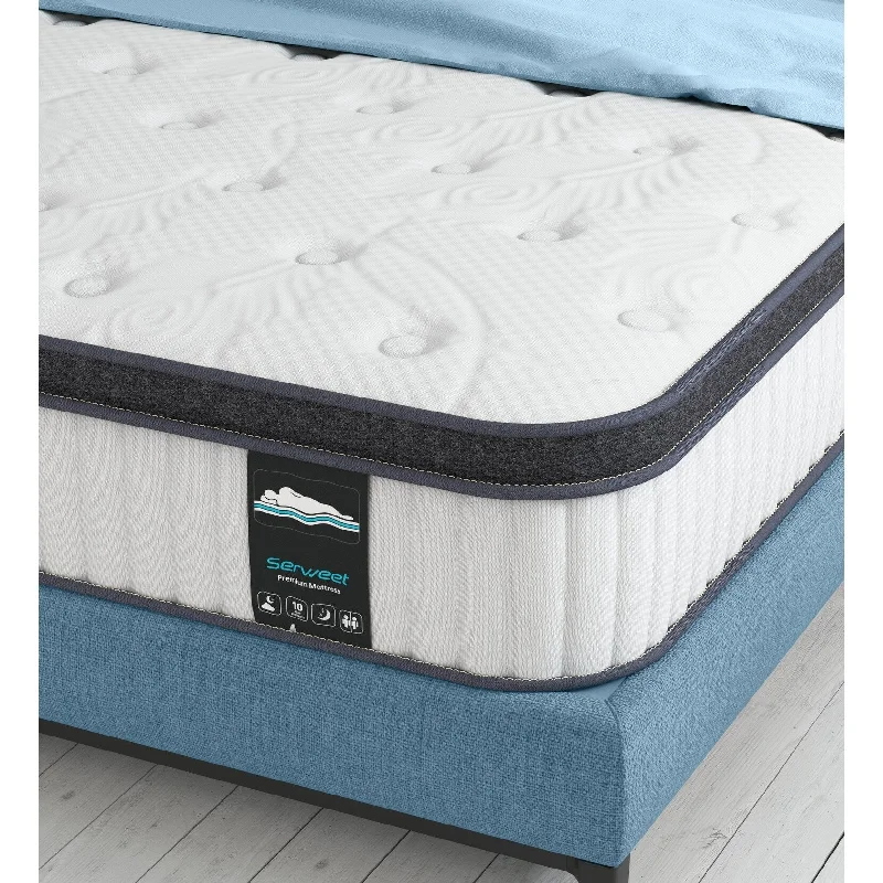 Wool - filled mattresses for natural insulation and moisture - wicking14 Inches King Hybrid Mattress, Memory Foam and Pocketed Spring Mattress,Medium Firmness Mattress