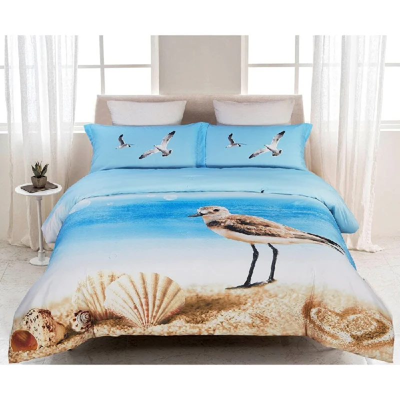 Wool - filled comforters with natural moisture - wicking and temperature - regulating features3 piece Full/Queen Sea Life Comforter Set