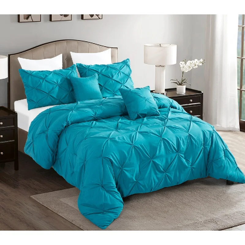 King - size comforters to fit large king - sized beds perfectly5 piece Pintuck King Set Teal 106x92 Comforter 2 Shams 2 Throw Pillows