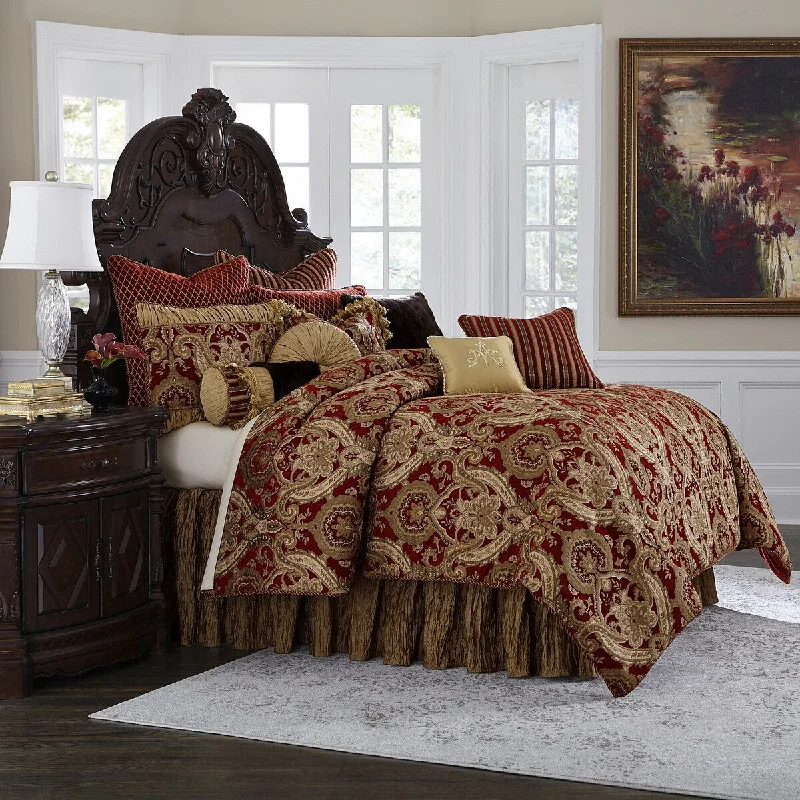 Synthetic - filled comforters like polyester for affordability and hypoallergenic propertiesAICO Lafayette Red 13-Piece King Comforter Set