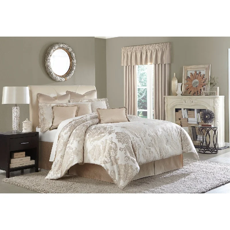 Duck down comforters with a softer feel and good warmth retentionAICO Marbella Crème 9-Piece Queen Comforter Set