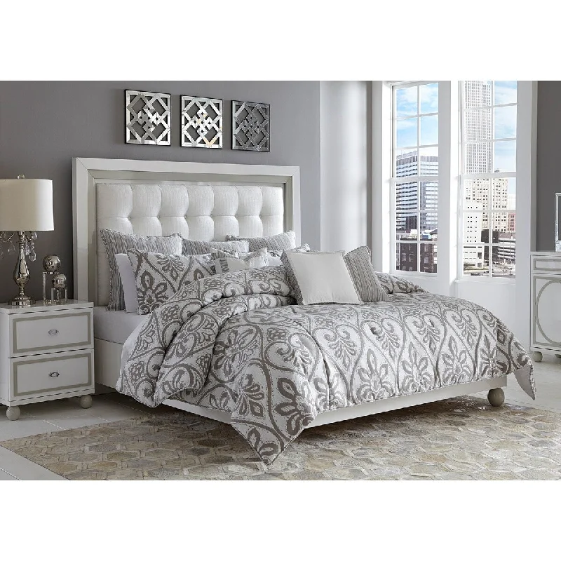 King - size comforters to fit large king - sized beds perfectlyAICO Melrose Park Gray 9-Piece Queen Comforter Set