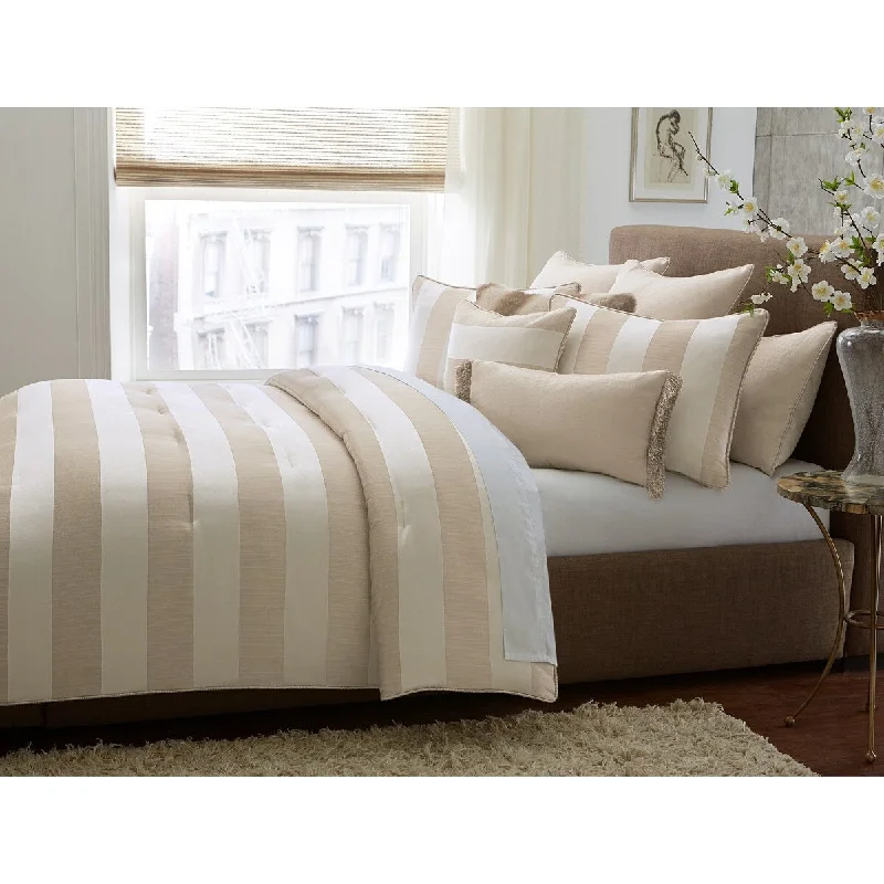 Duck down comforters with a softer feel and good warmth retentionAmalfi Sand 9-Piece Queen Comforter Set