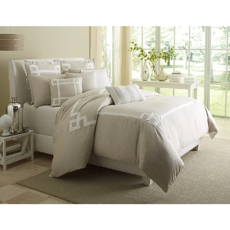 Silk - filled comforters for a luxurious and smooth touchAvenue A 10-piece Geometric Greek Key Designer Comforter Set