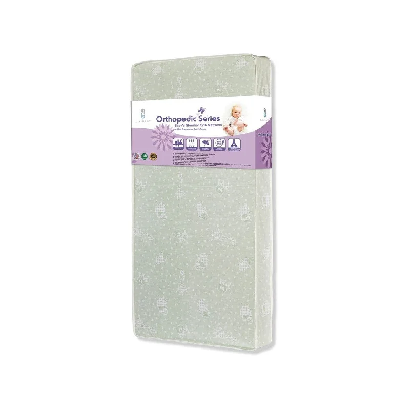 Bamboo - charcoal infused mattresses for odor absorptionBaby's Slumber Crib Mattress in Mint Savannah Print Cover