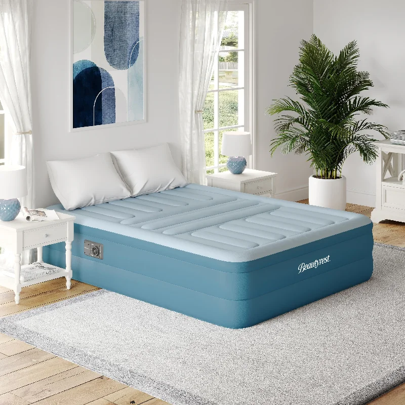 Polyester - foam mattresses for budget - friendly optionsBeautyrest Lumbar Support 18 in. Queen Air Mattress with Built-In Pump - Inflatable Bed with Raised Lumbar Support Zone