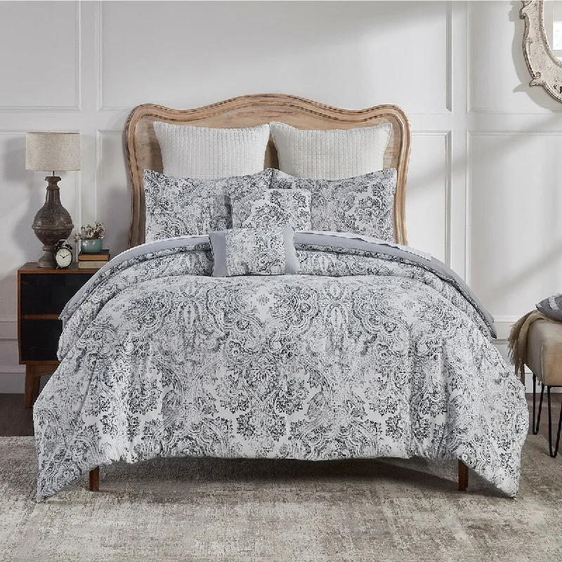 Microfiber - filled comforters that are lightweight and easy to care forBetter Trends Alice Collection 6-Piece Microfiber Comforter Set in Elegant Gray - Soft, Cozy & Machine Washable