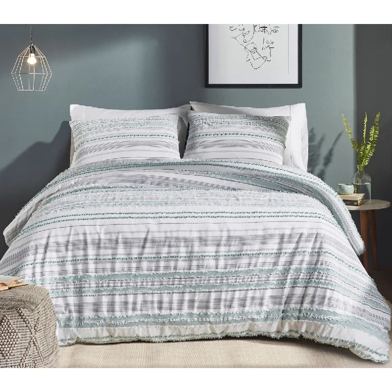 Microfiber - filled comforters that are lightweight and easy to care forBetter Trends Diana Stripe 100% Cotton Stripe Pattern Comforter Set